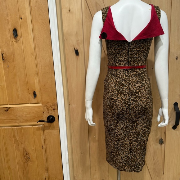 Bettie Page By Tatyana Leopard Print Pinup Dress Sz XS NWT! Wiggle Dress Vintage - Picture 6 of 16
